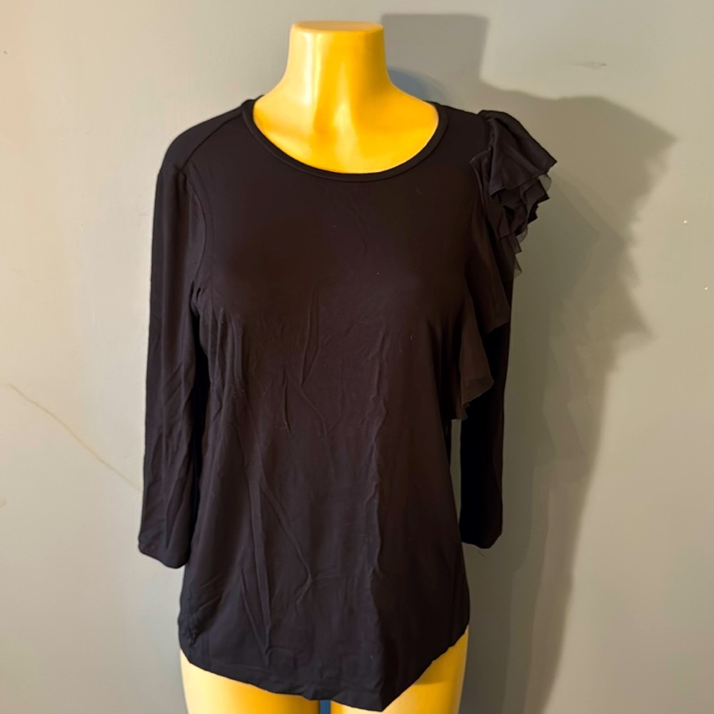 Adrienne Vittadini Studio Woman Black 3/4 Length Sleeve With Embellishment